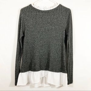 OLIVIA SKY KNITTED RIBBED RUFFLE SWEATER - SZ XS